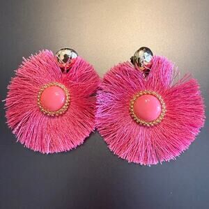 Lilly Pulitzer Pink & Gold Tassel Fringe Statement Earrings